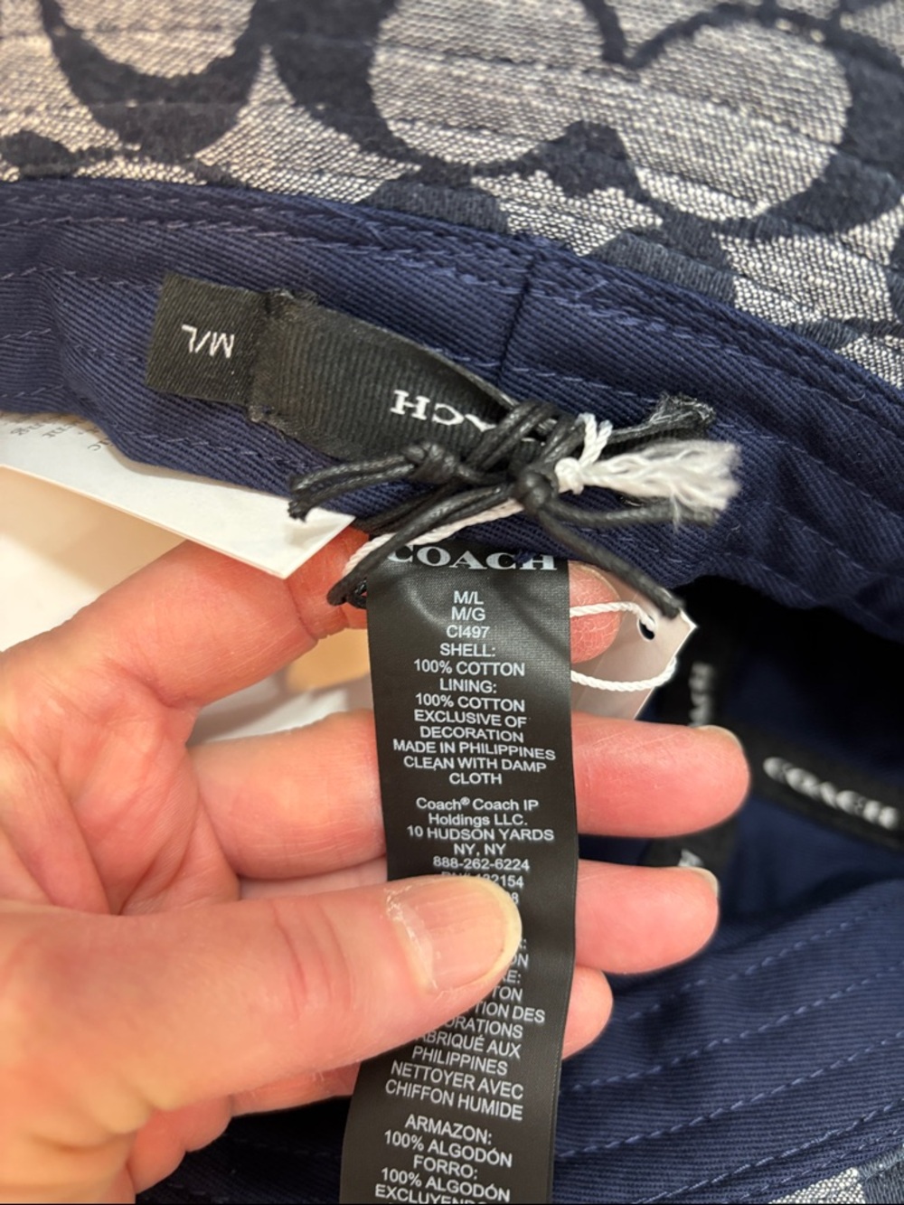 NWT Coach Navy and White  Signature Jacquard Bucket Hat - Picture 3 of 5